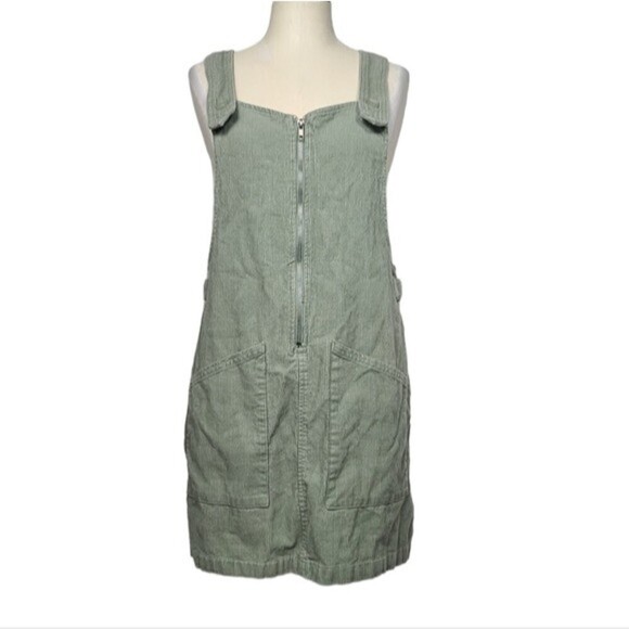 Wild Fable Green Corduroy Front Zip Overall Dress M - Picture 1 of 8